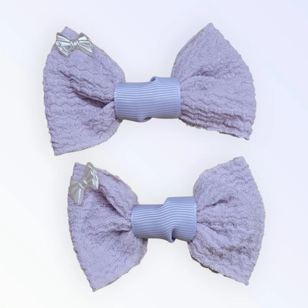 2- Pack of Bow Hair Accessories| Available in Pink, Blue, OR Purple